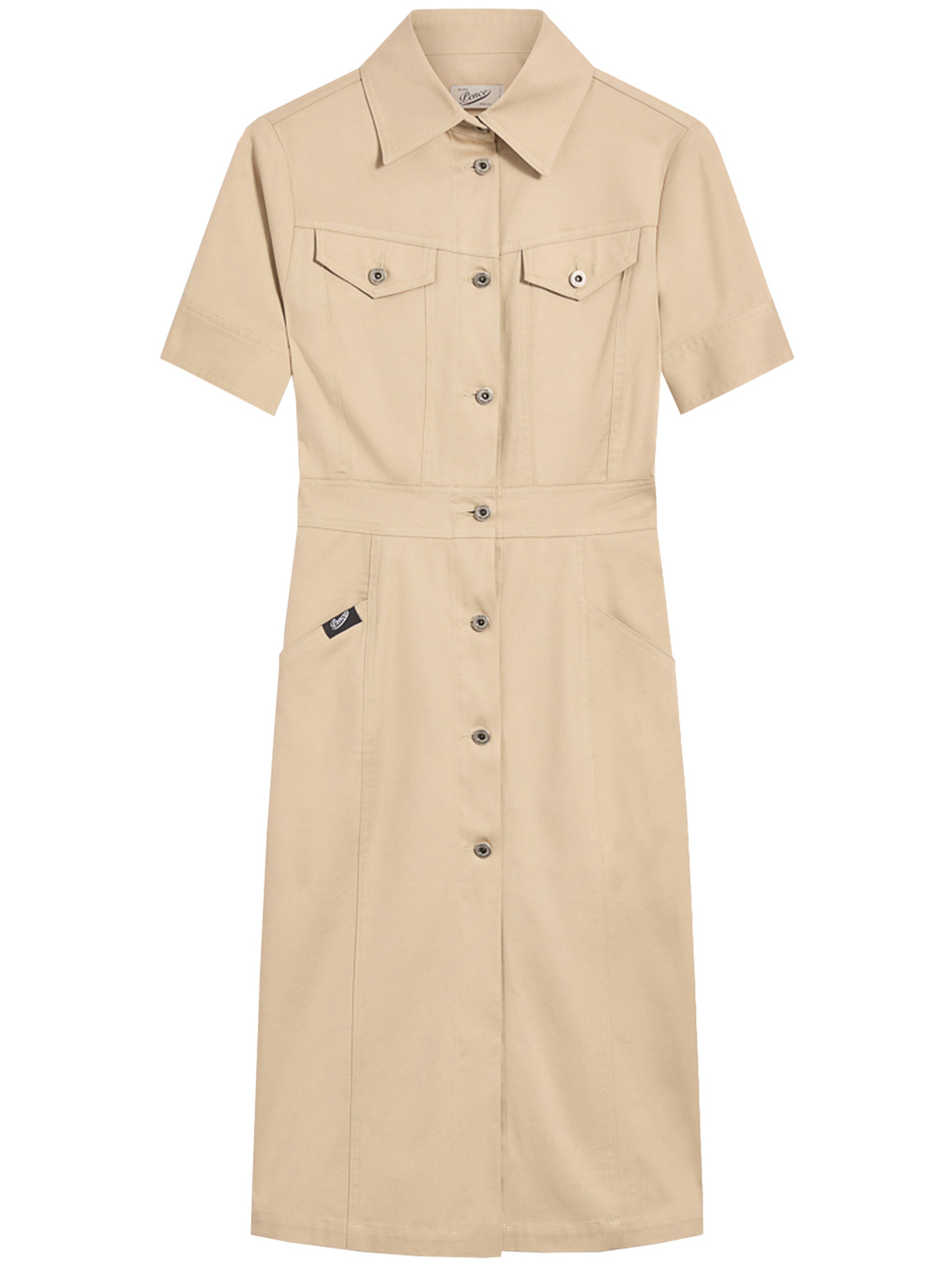 Beige Ady Knee Length Cotton Dress