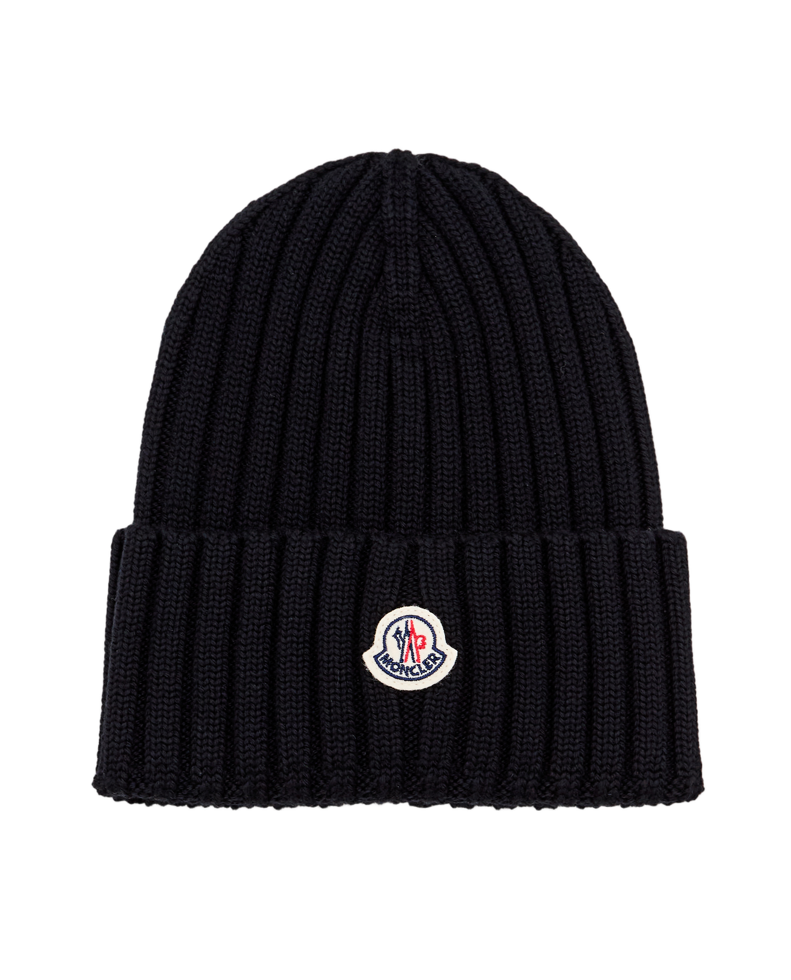 Black Logo Ribbed Beanie Hat
