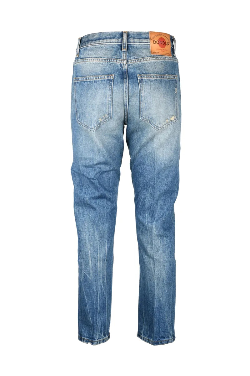 Distressed Blue Mid-Rise Denim Cindy Jeans