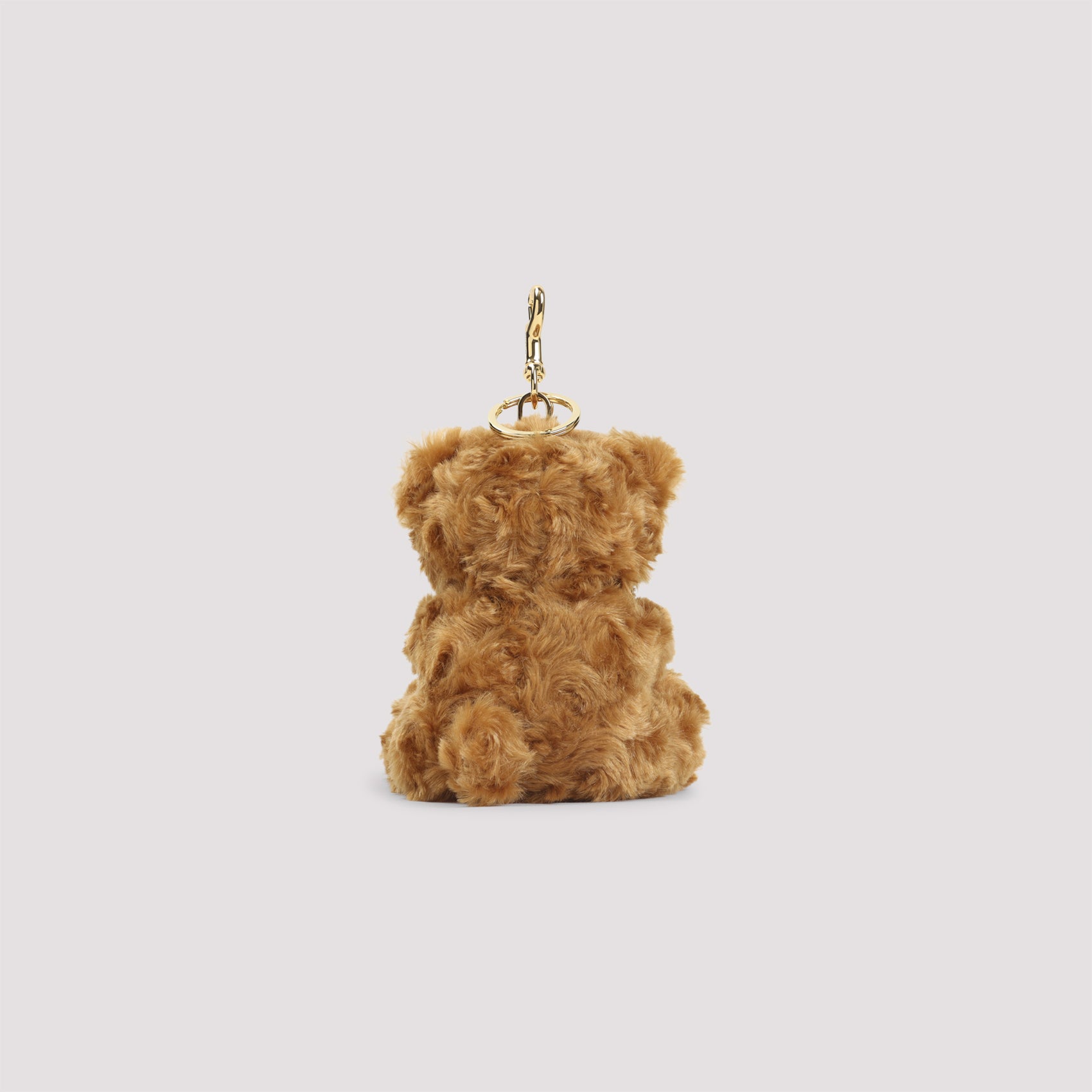 Plush Teddy Bear Keychain With Gold-Tone Clasp And Charm