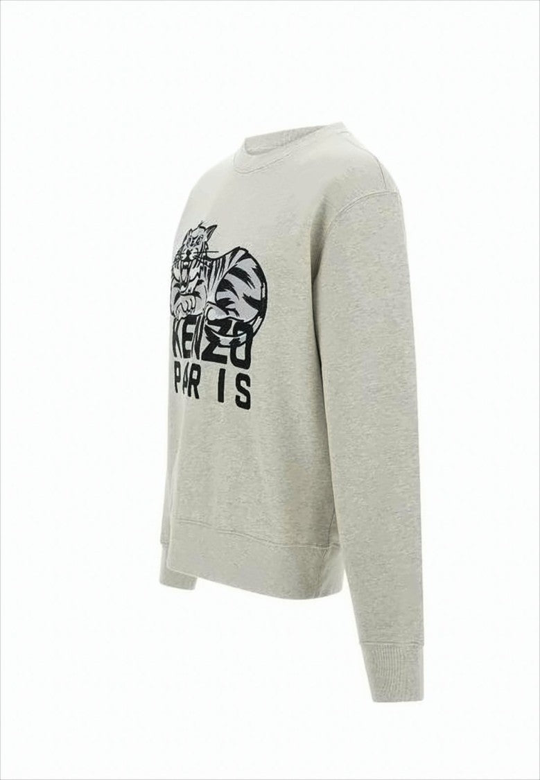 Relaxed Fit Long-Sleeve Sweatshirt with Bold Tiger Graphic