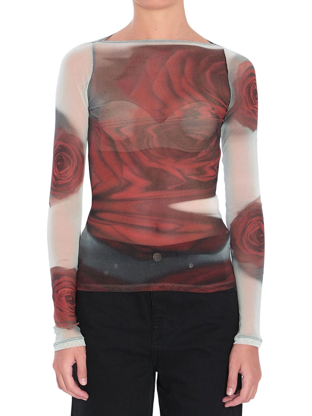 Long-Sleeve Semi-Sheer Top