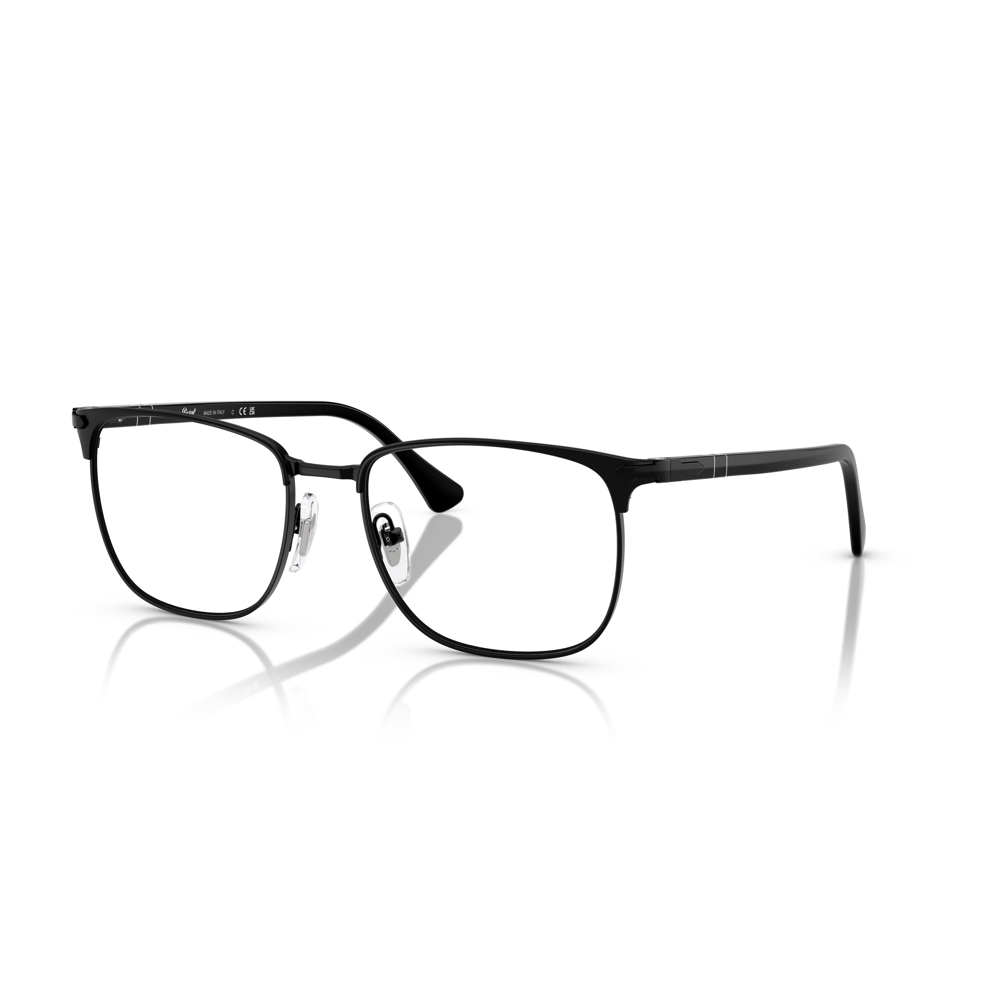 0po1021v Rectangular Metal Frame Eyeglasses with Subtle Silver Accents