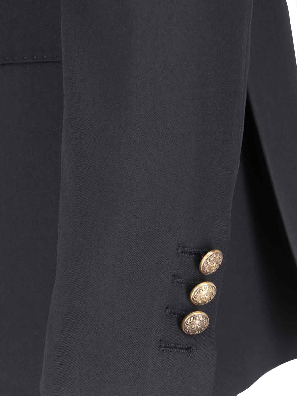 Double-Breasted Blazer, In Black Virgin Wool Gabardine