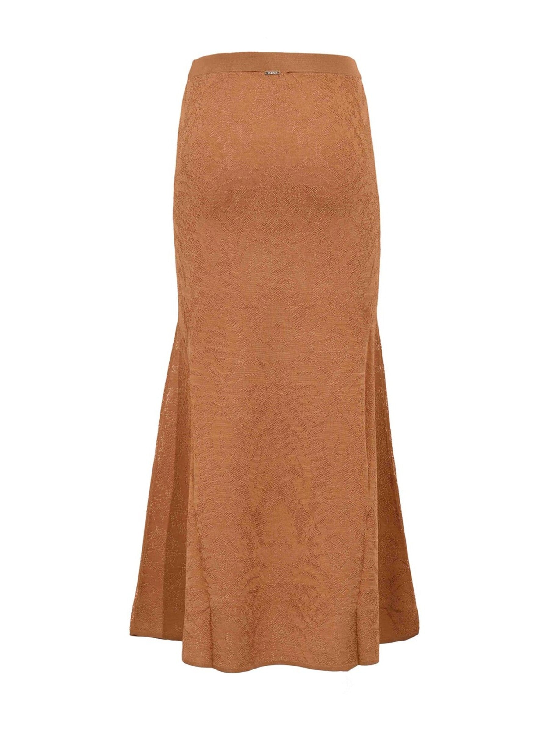 Fitted Midi Skirt with Textured Jacquard Pattern