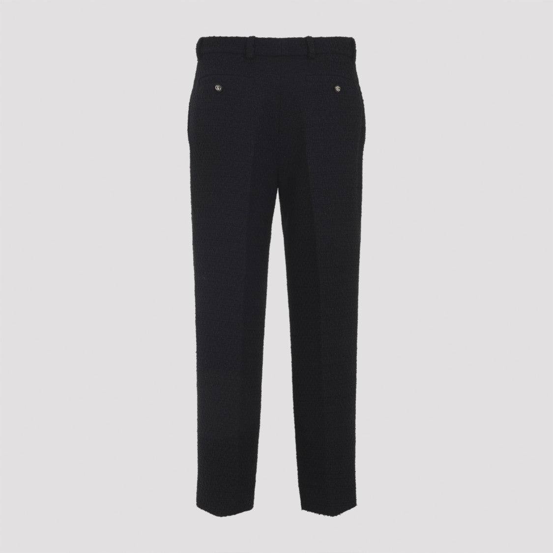 High-Waisted Straight-Leg Pants With Textured Fabric