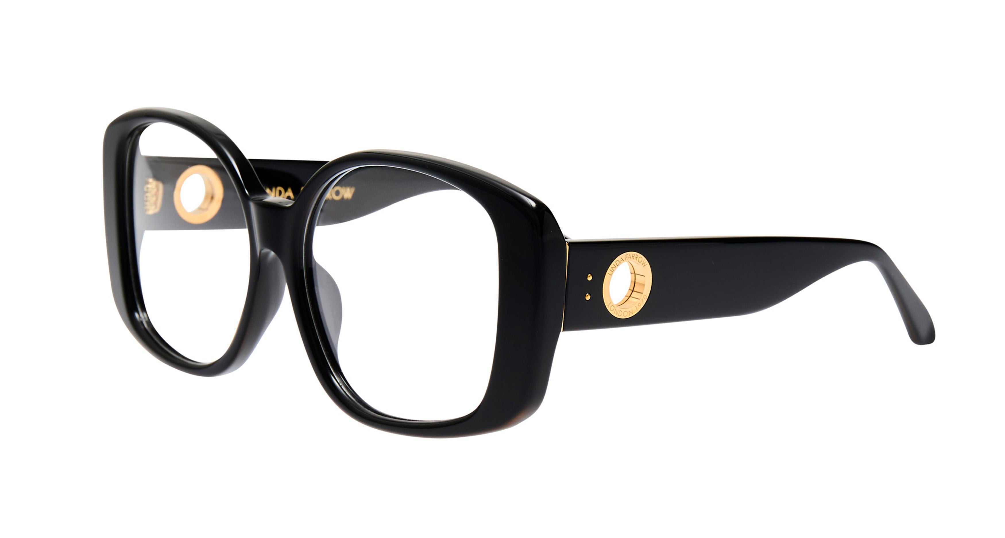 Lfl Bold Oversized Square Frame Eyeglasses with Gold Emblem