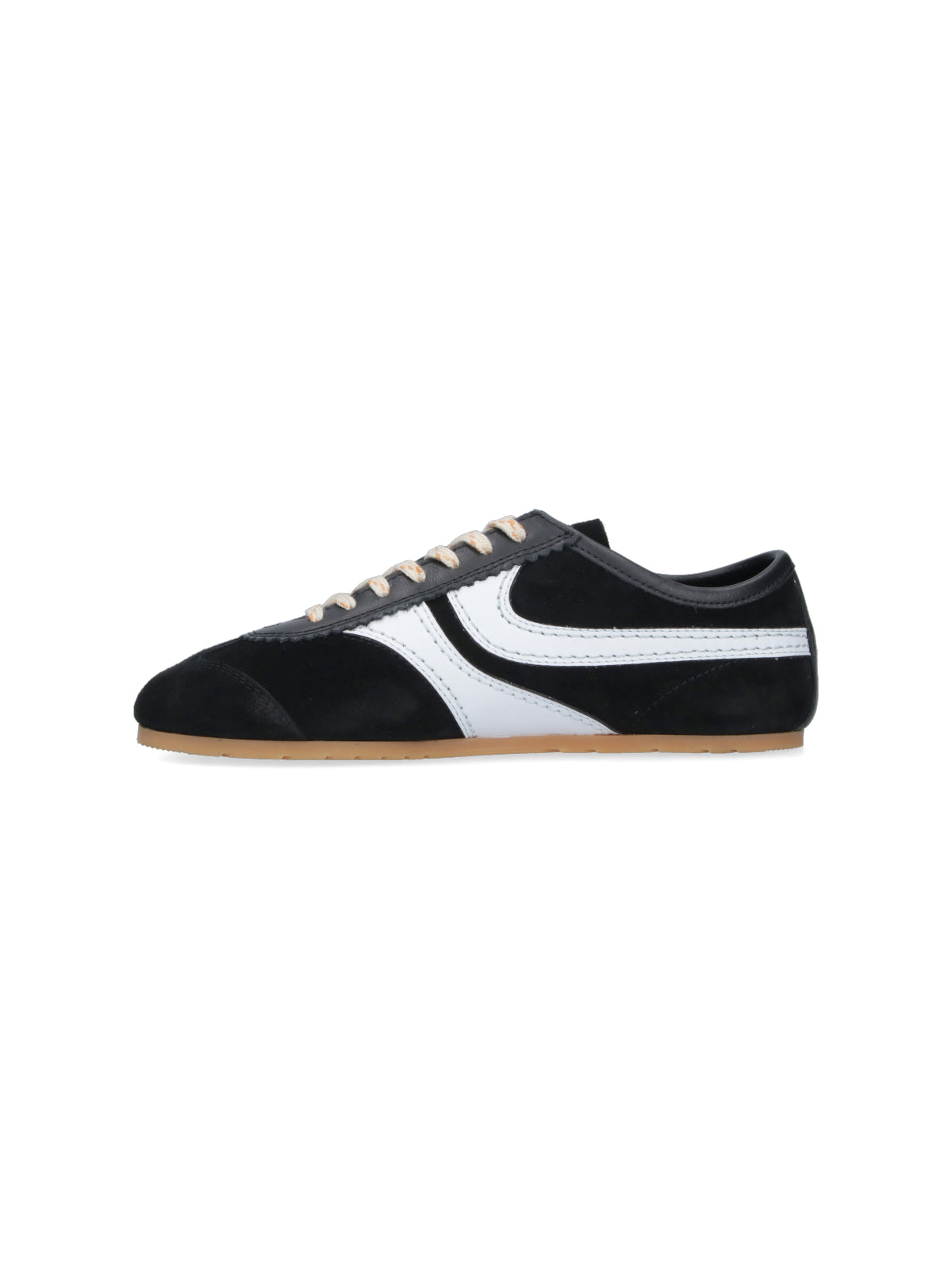 Black Suede Contrasting Trim Rubber Sneakers