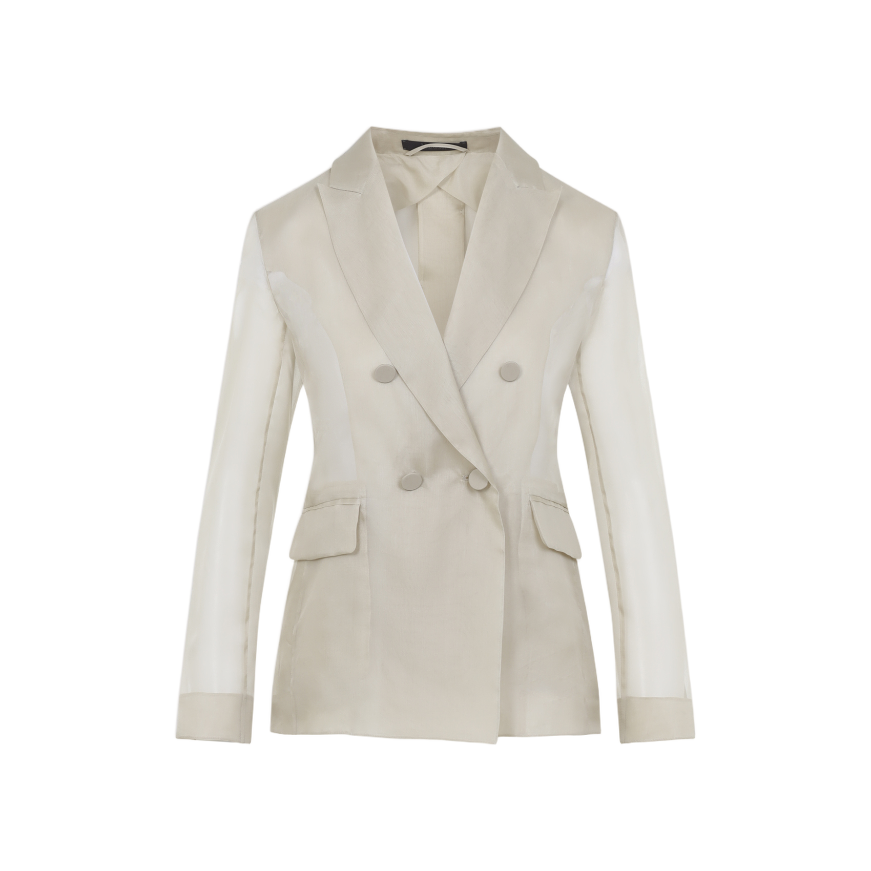 Double-Breasted Silk Blazer With Peak Lapels