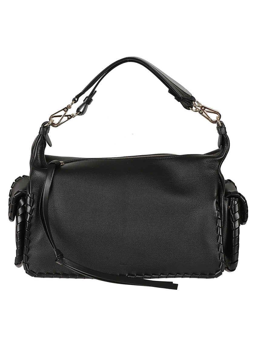 Rectangular Handbag With Braided Leather Trim