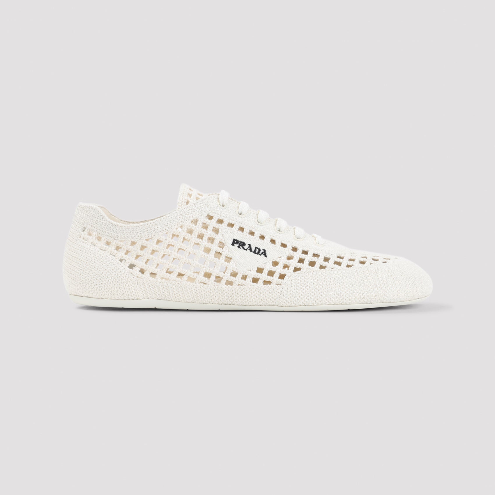 Lattice-Patterned White Sneakers