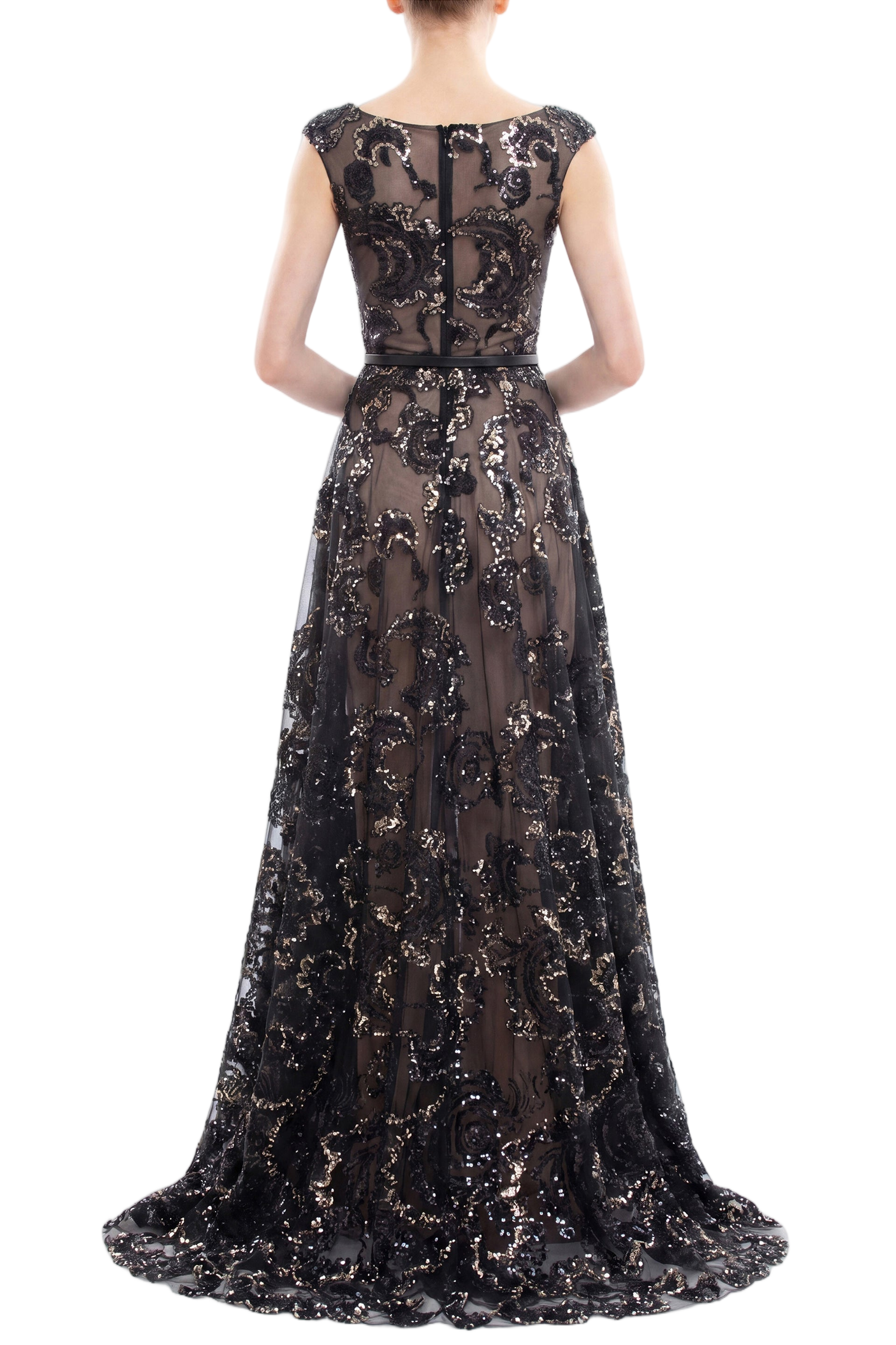 Embroidered Tulle Long Dress