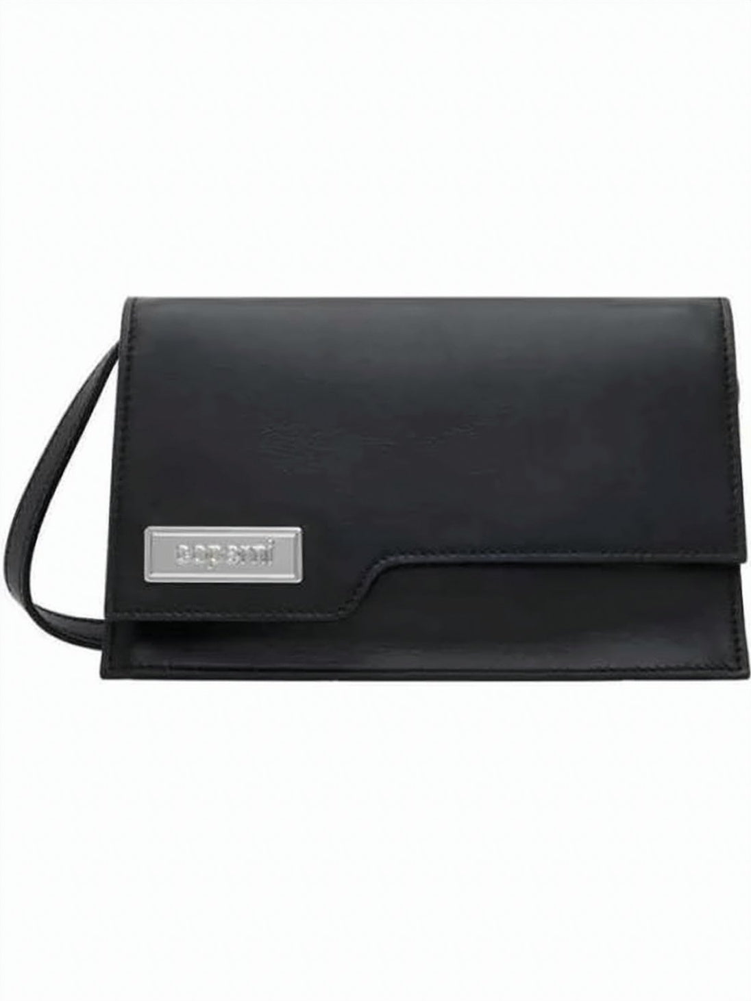 Rectangular Black Calf Leather Crossbody Bag