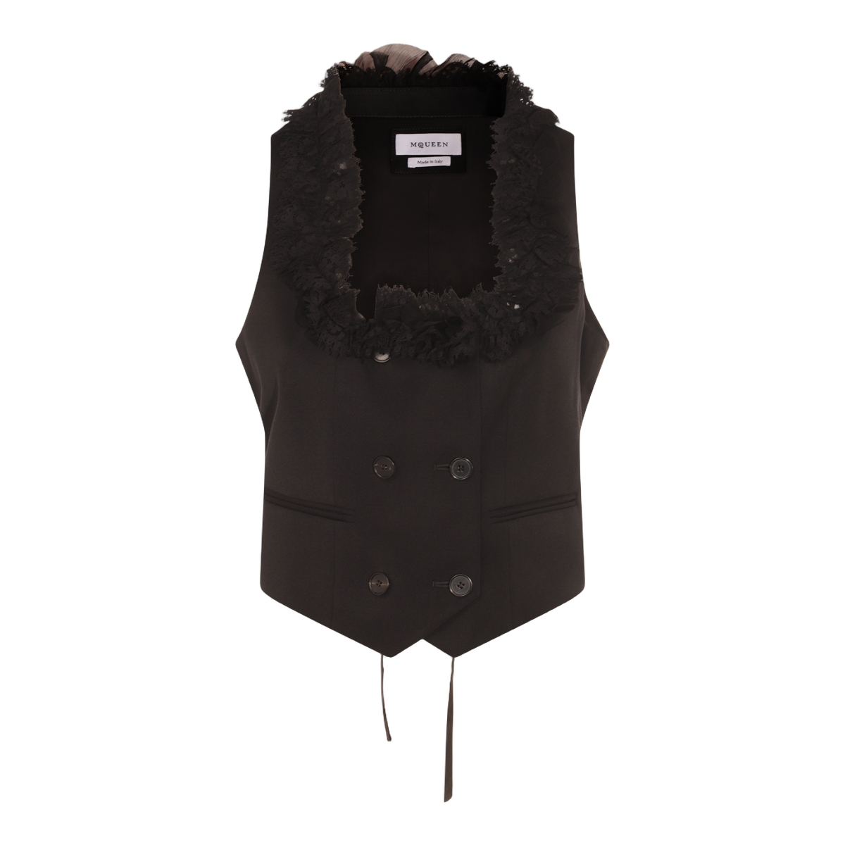Sleeveless Black Tunic with Lace Trim