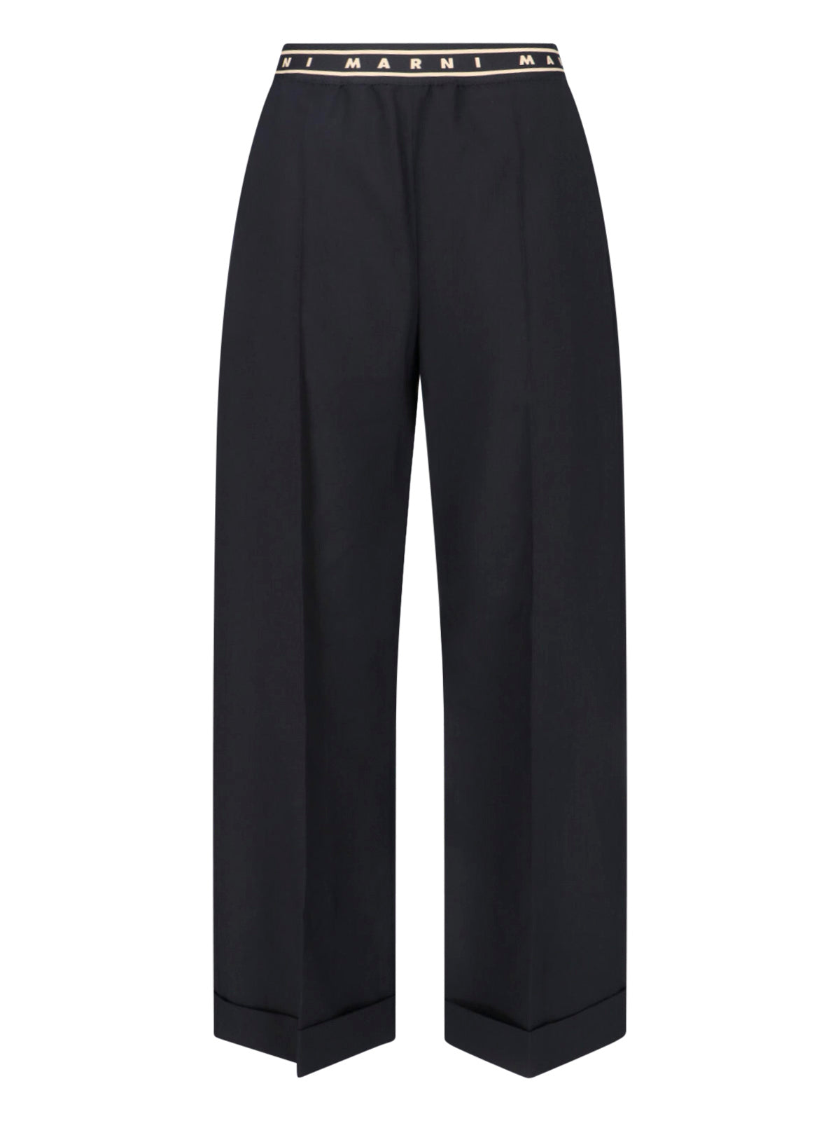 Black Wide-Leg Virgin Wool Trousers