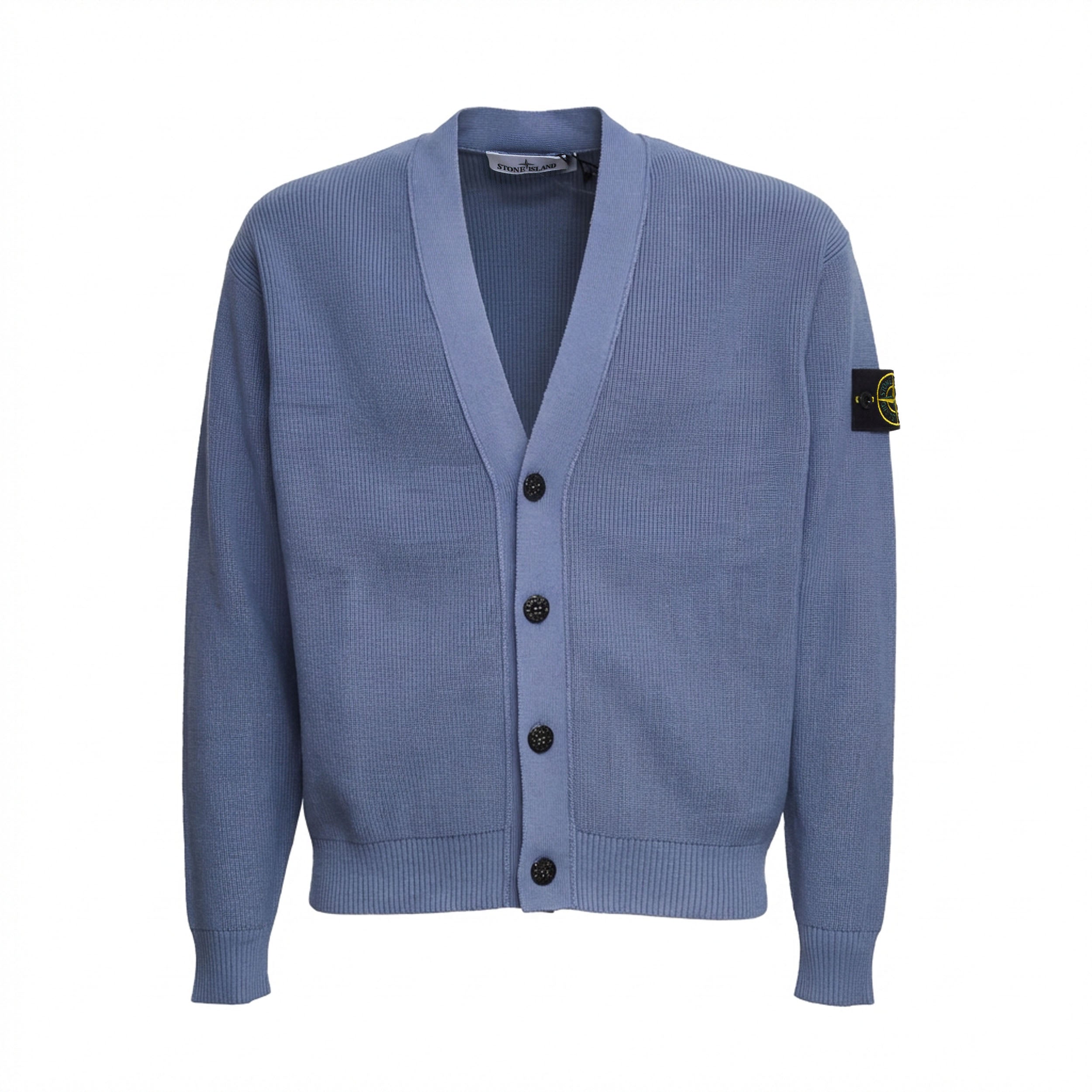 Ribbed Cotton Cardigan With V-Neck