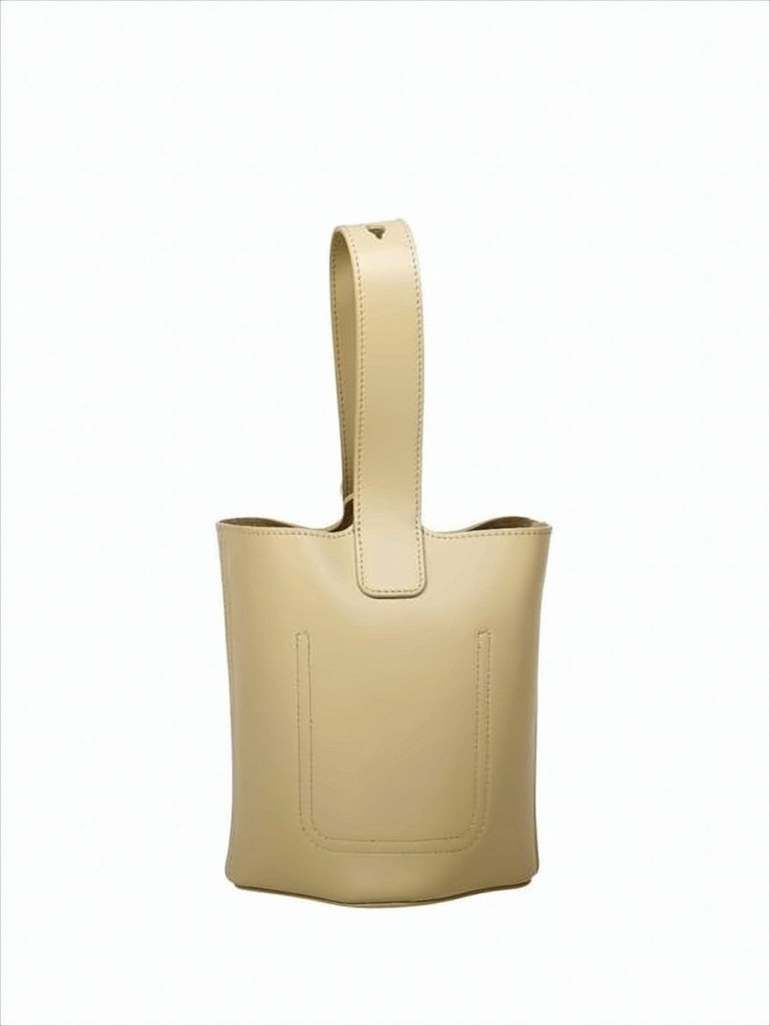 Structured Calf Leather Tote Bag with Gold-tone Clasp