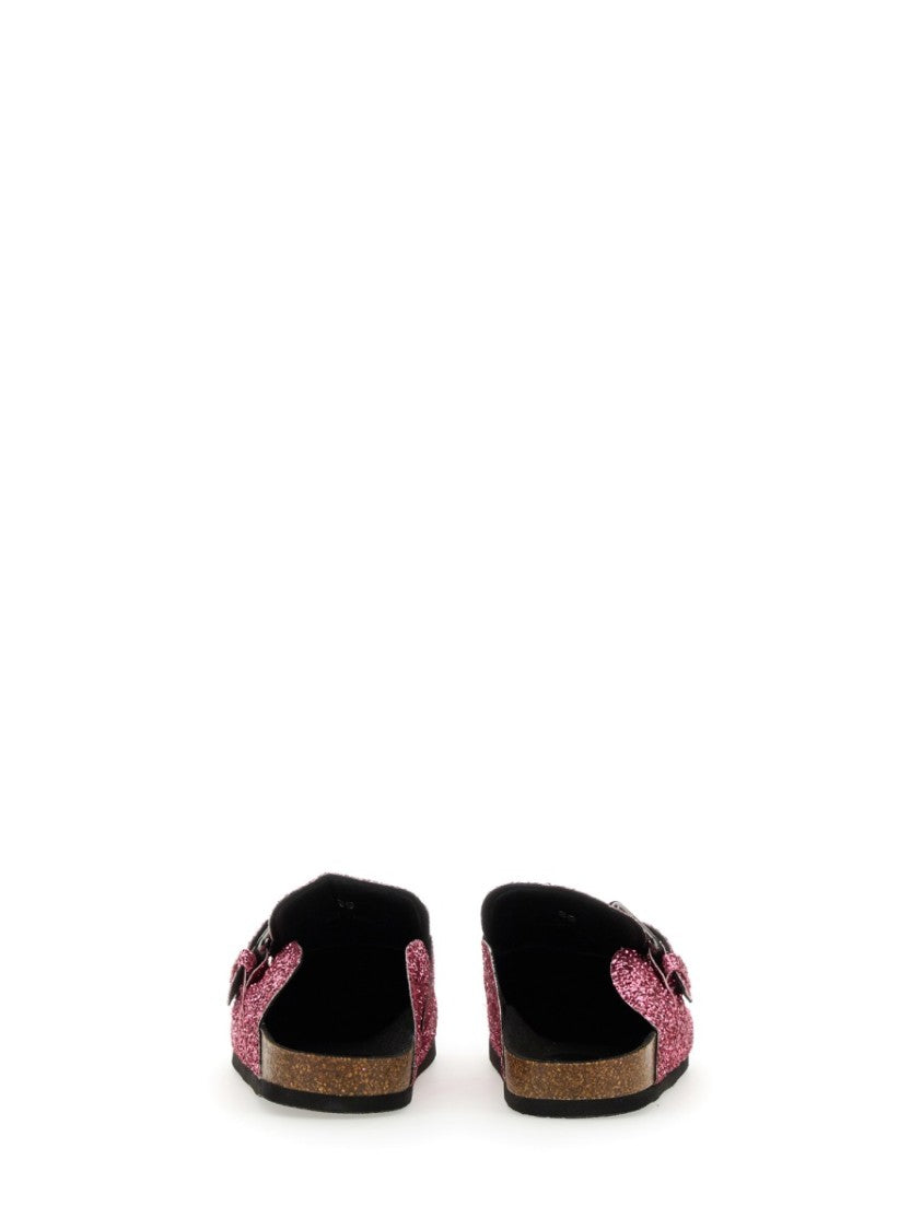 Glitter-Embellished Slip-On Sandals