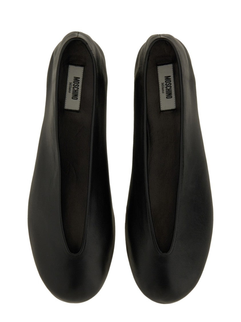 "Duck" Dancer Black Leather Flats