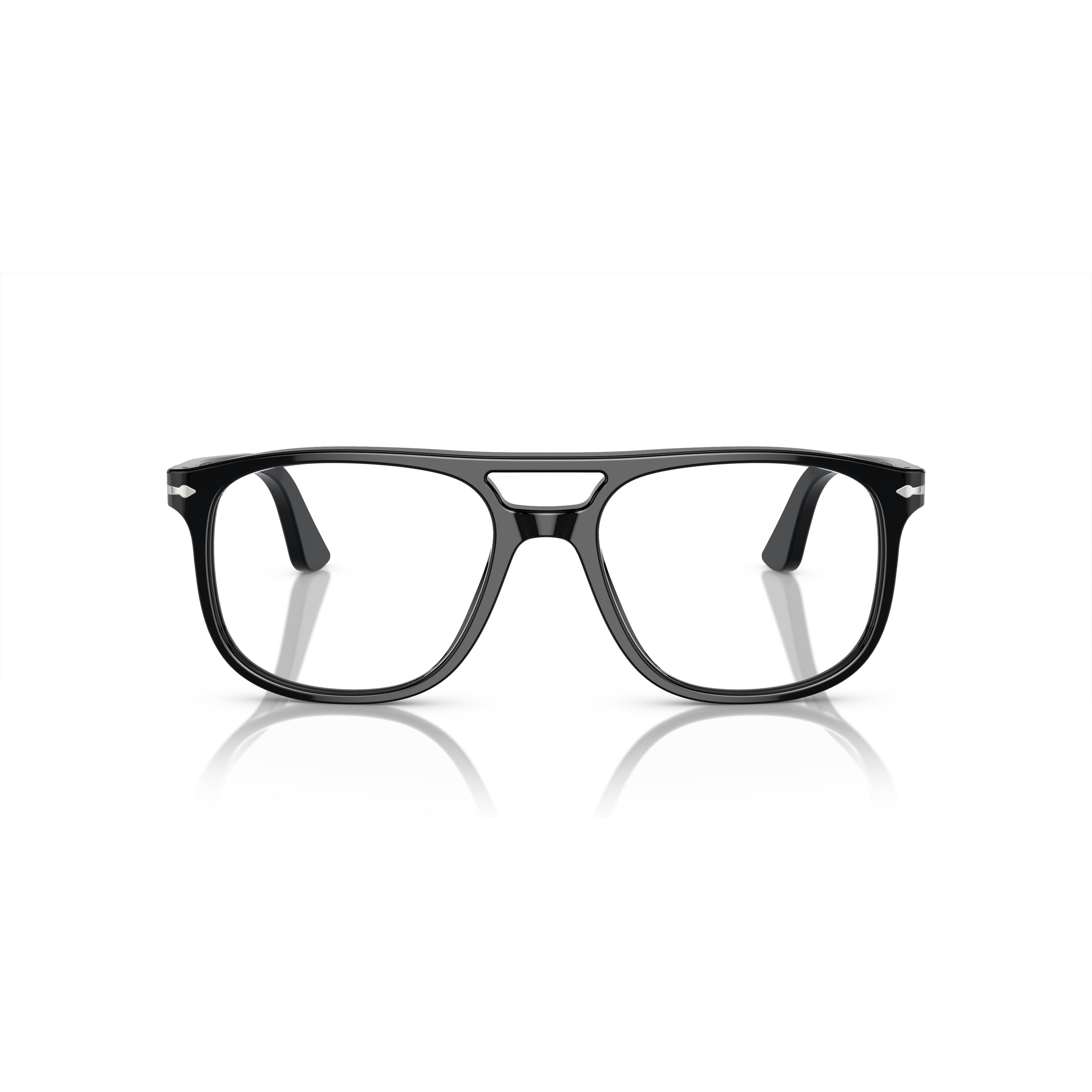 0po3329v Bold Rectangular Eyeglasses with Double Bridge Design