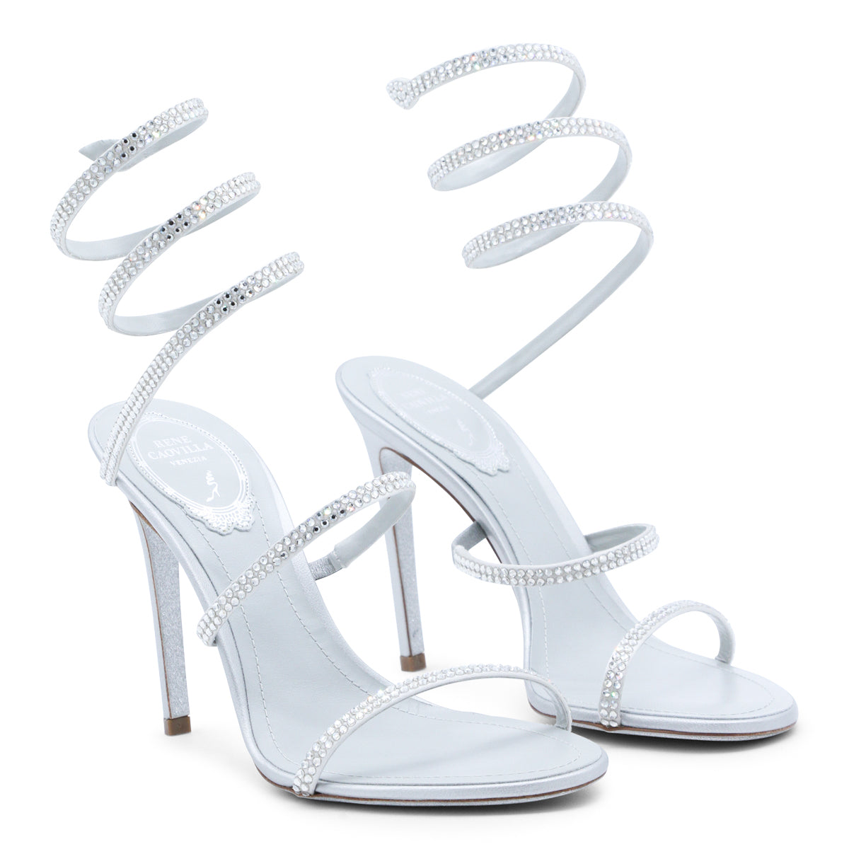 Cleo Sandals with Stiletto Heel and Crystal Embellishments