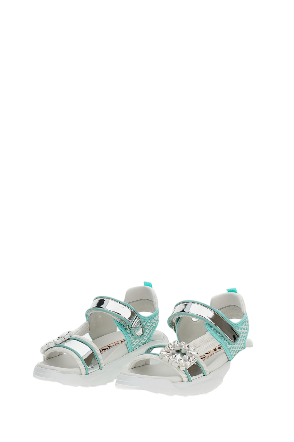 White Sandals with Crystal Embellished Straps