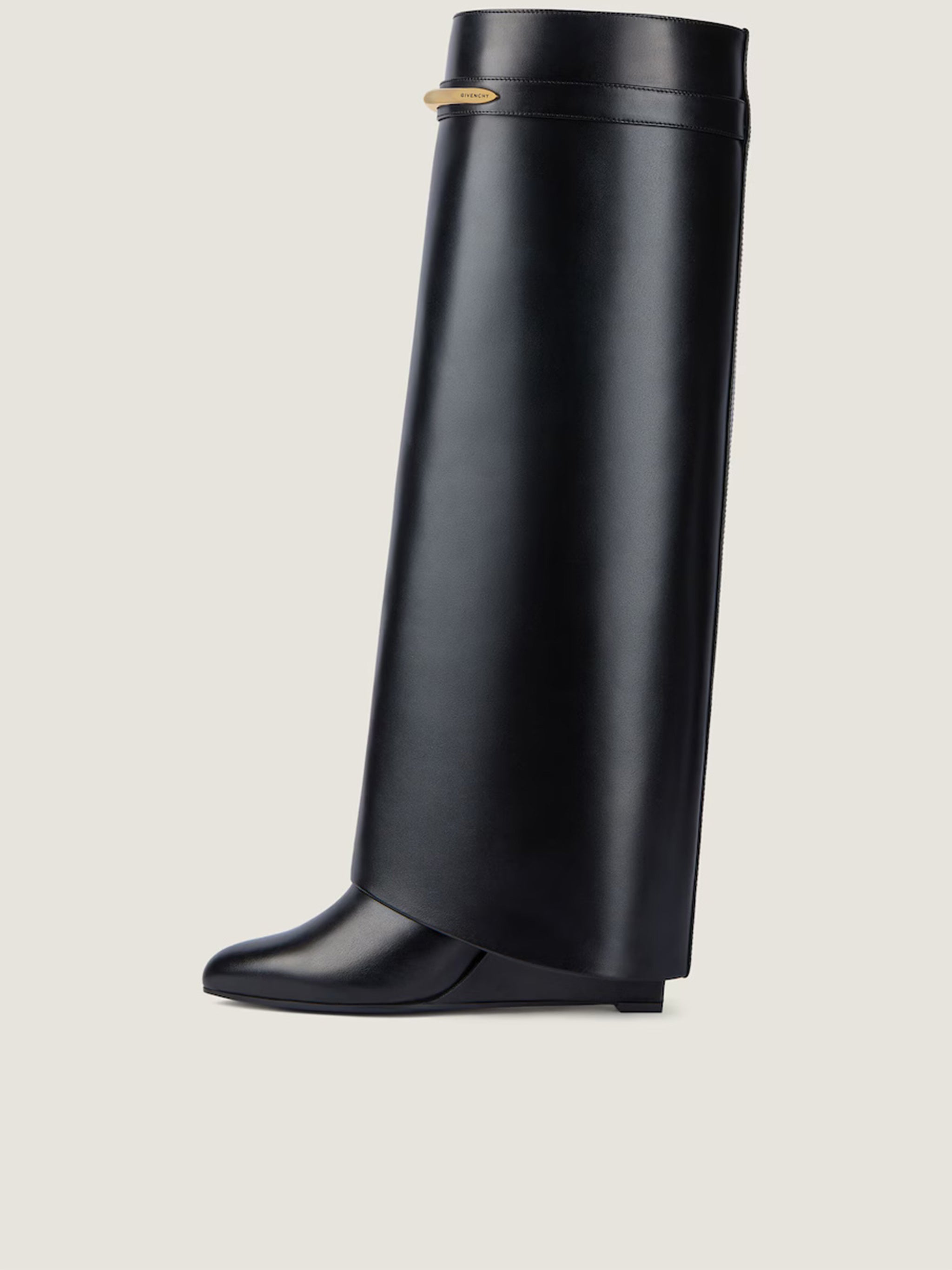 Heel High Pointed Toe Calf Leather Boots