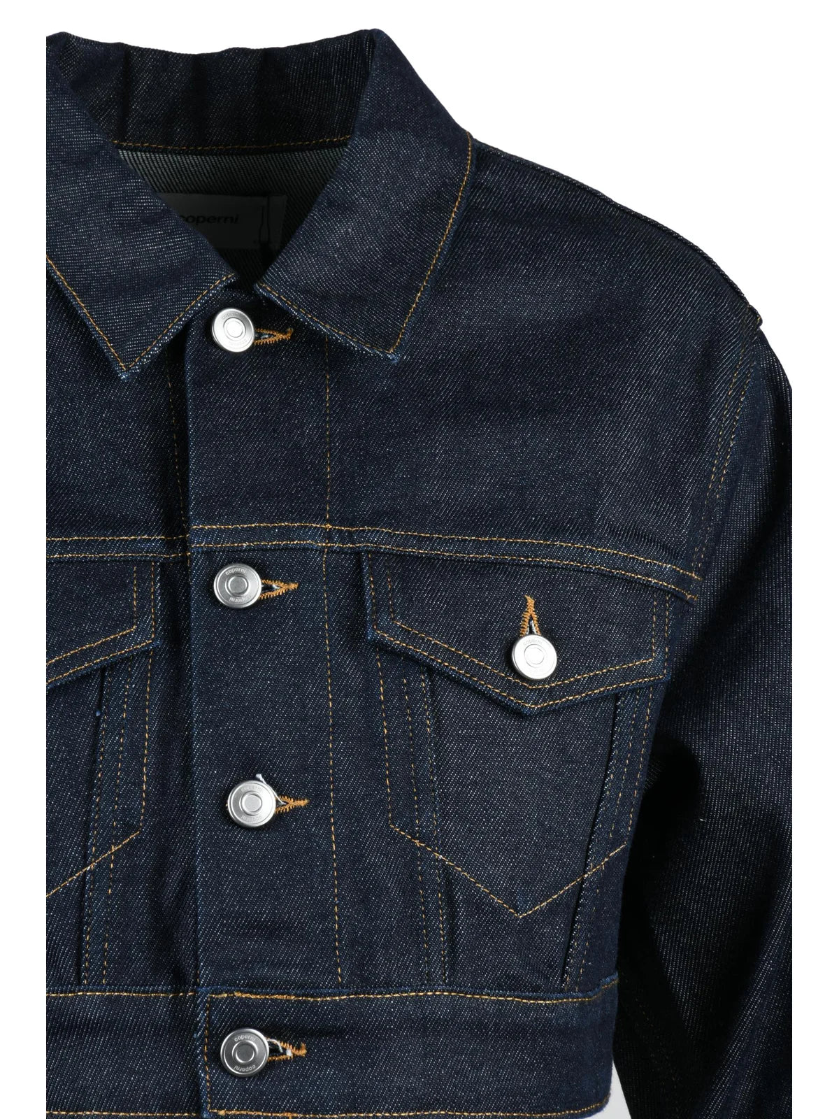 Blue Cotton Leather Women's Short Denim Jacket