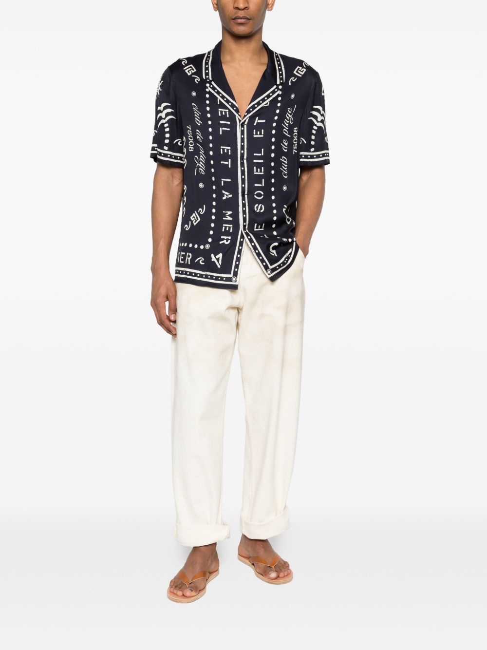 Graphic Print Short-Sleeve Camp Collar Shirt