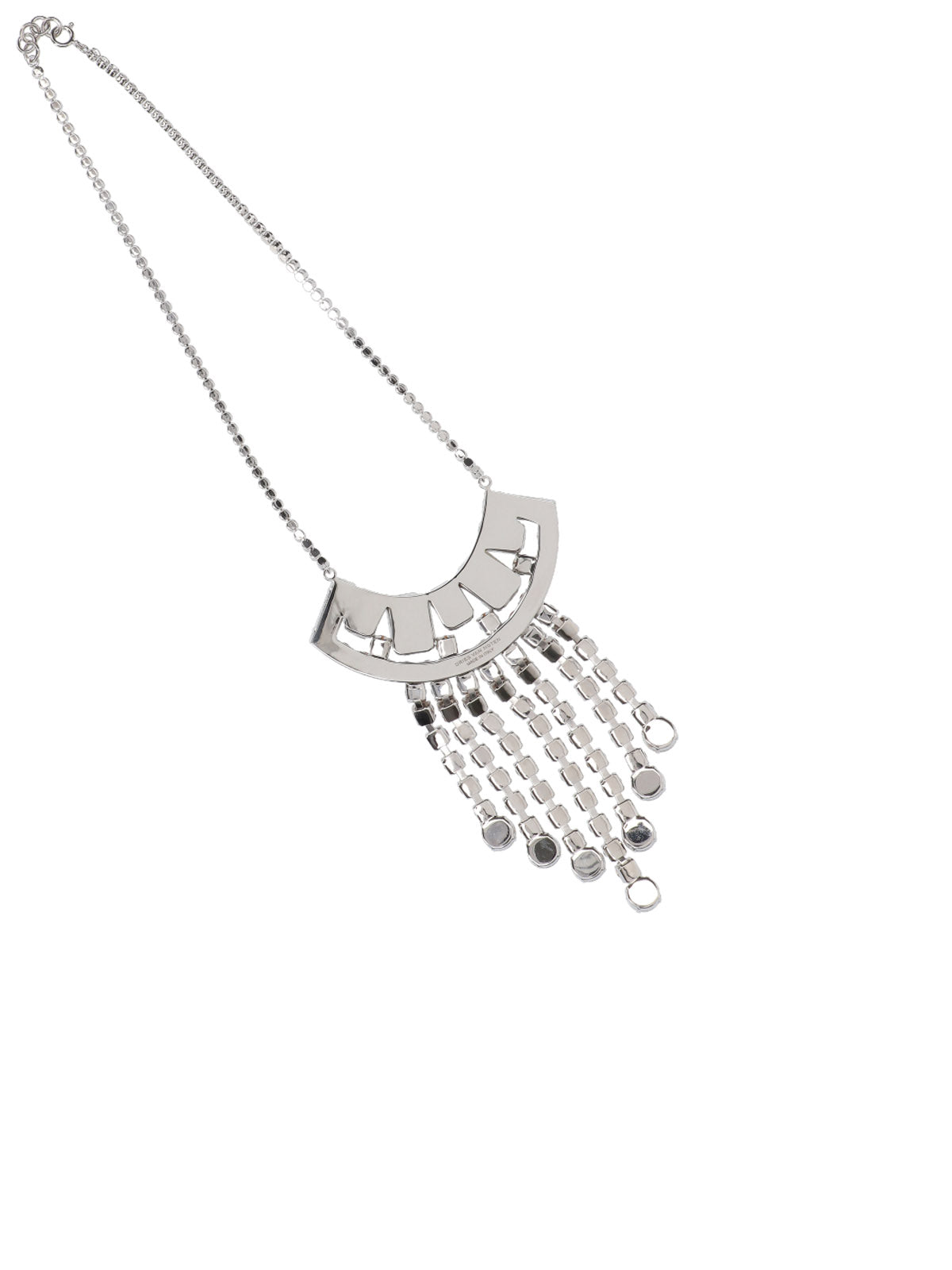 Silver Fringe Crystal Accent Necklace