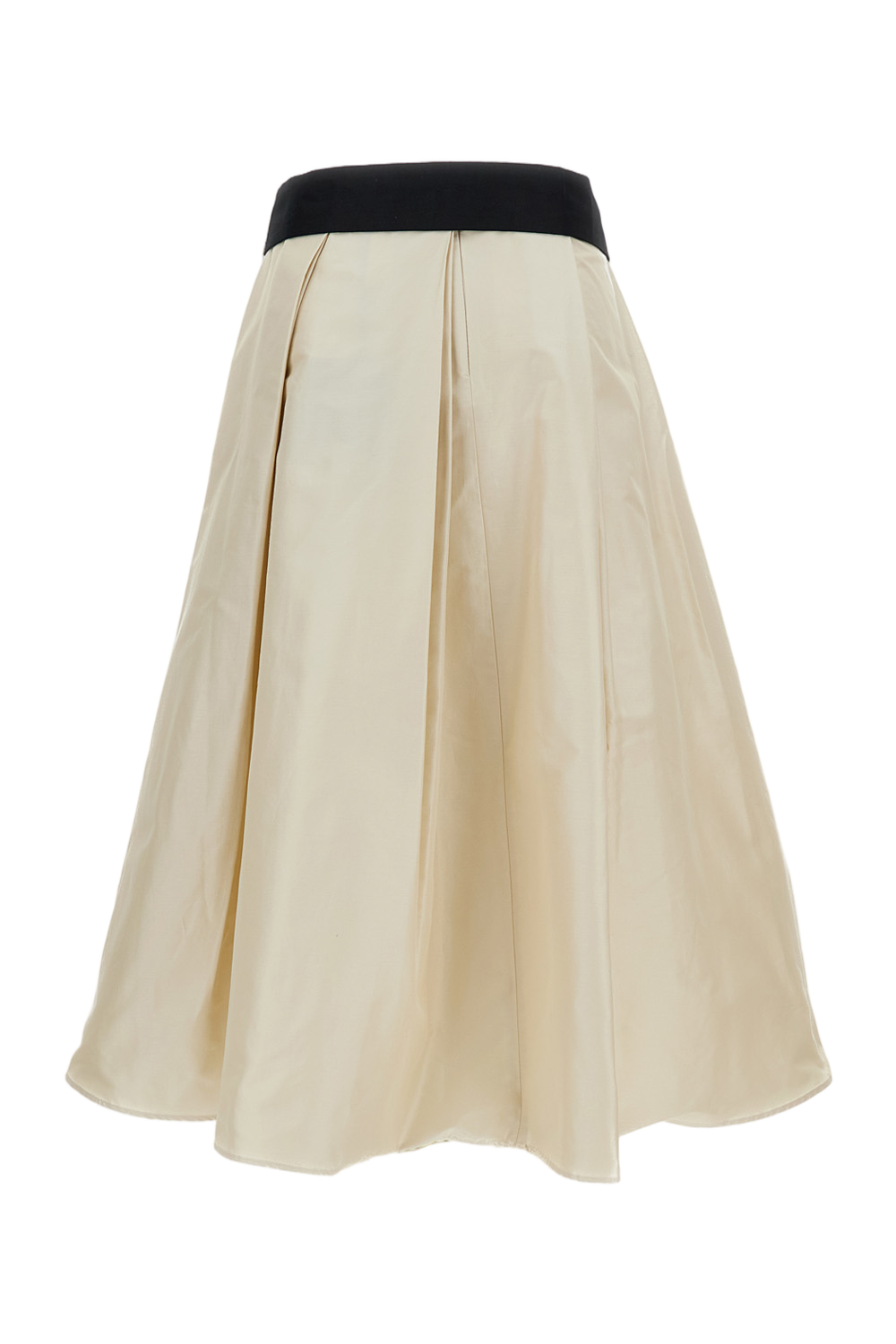 White Baschi Pleated Cotton Skirt