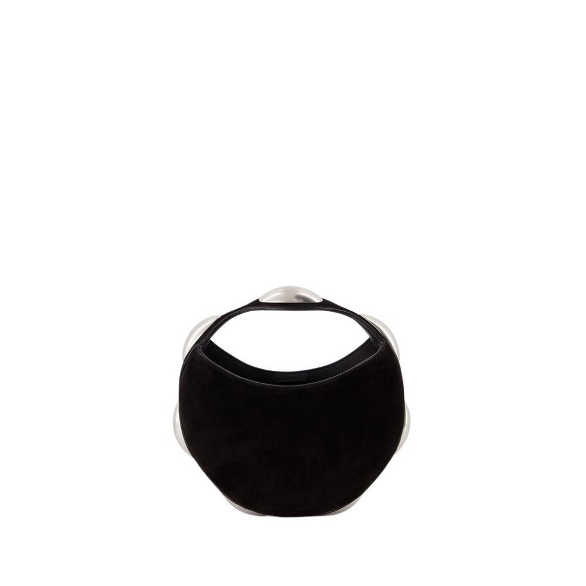 Dome Circular Top Handle Bag - Leather - Black