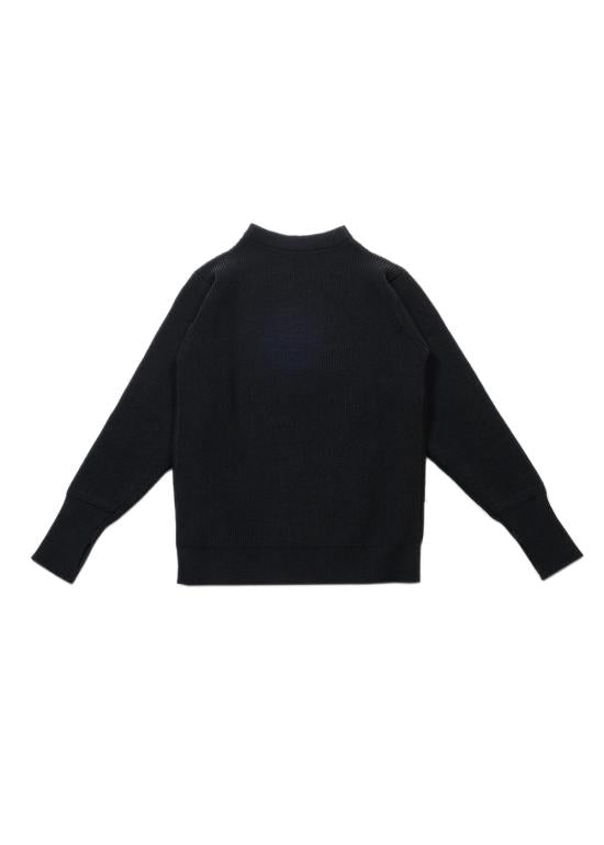 Relaxed Fit Black Wool Sweater with Crew Neckline