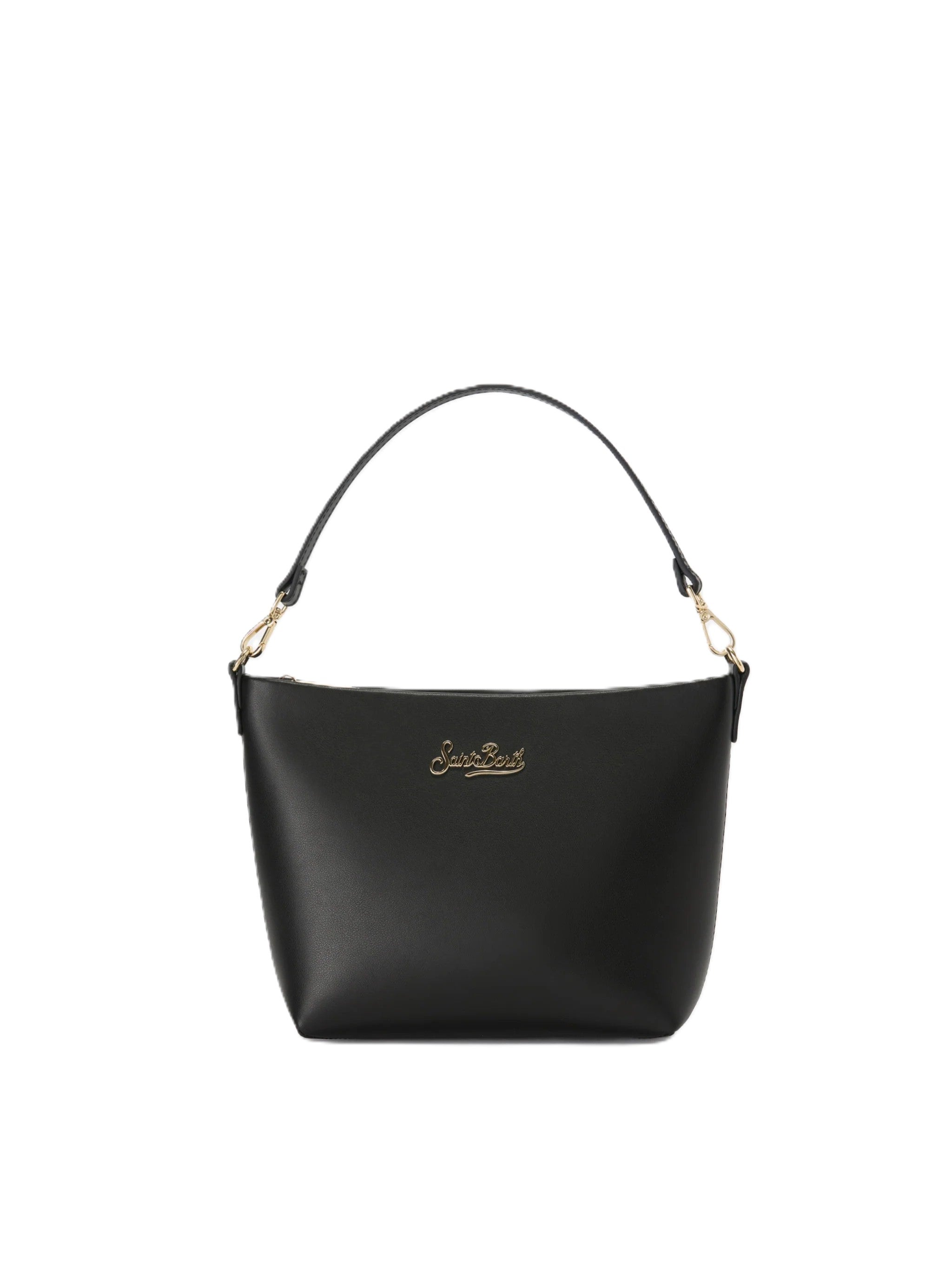 Minimalist Black Handbag with Gold-tone Hardware