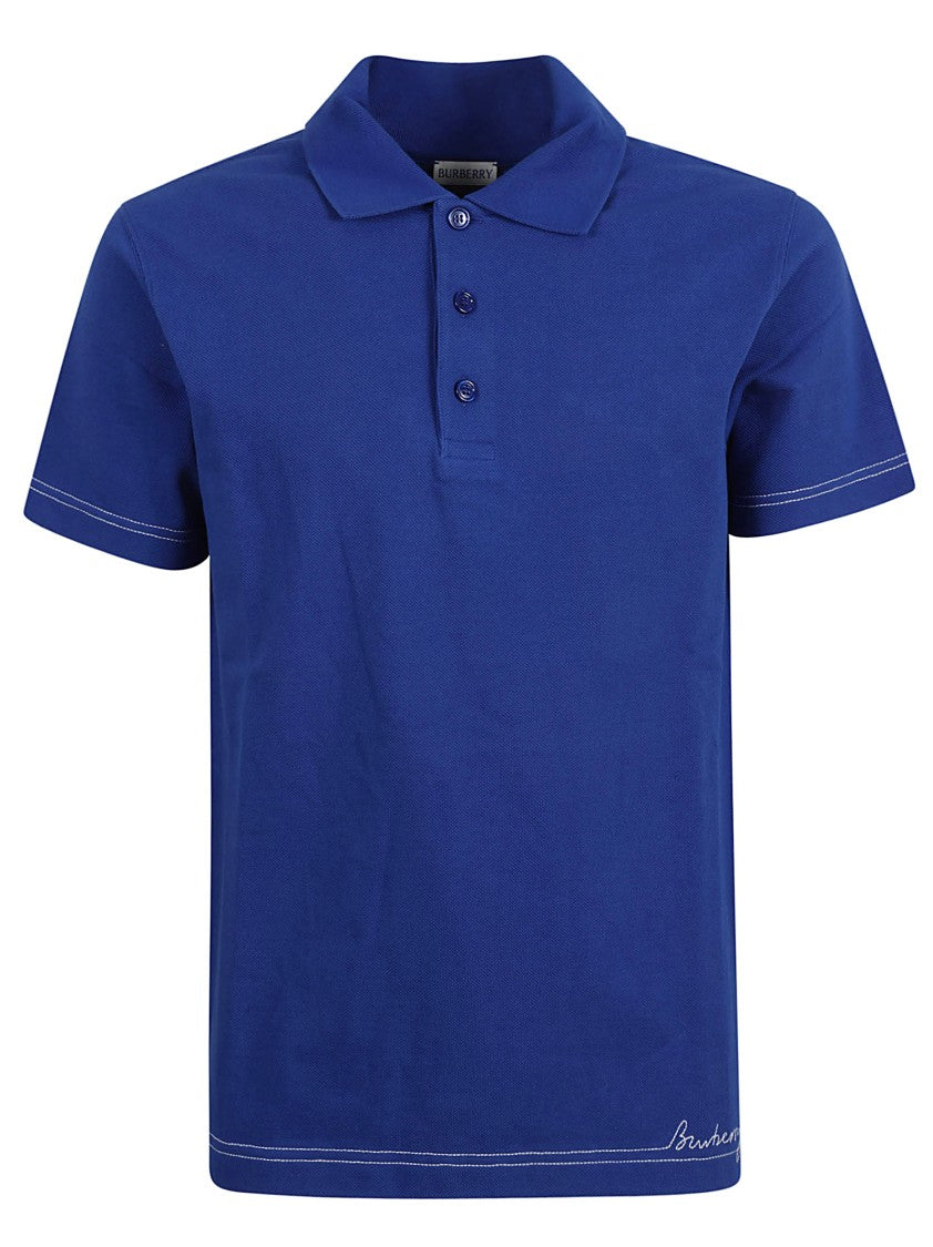 Structured Collar Polo Shirt With Three-Button Placket