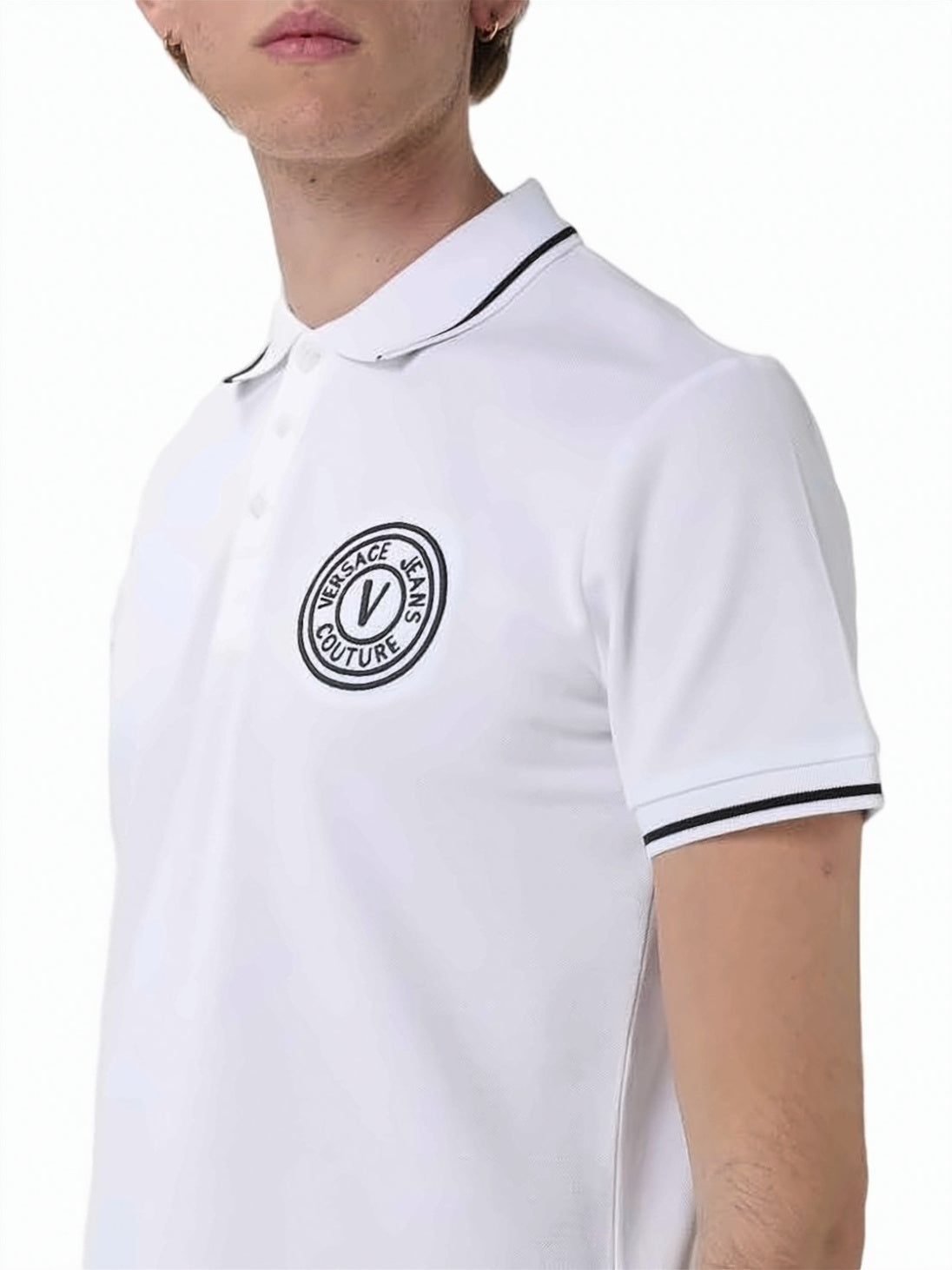 Short-Sleeve Polo Shirt with Black Piping