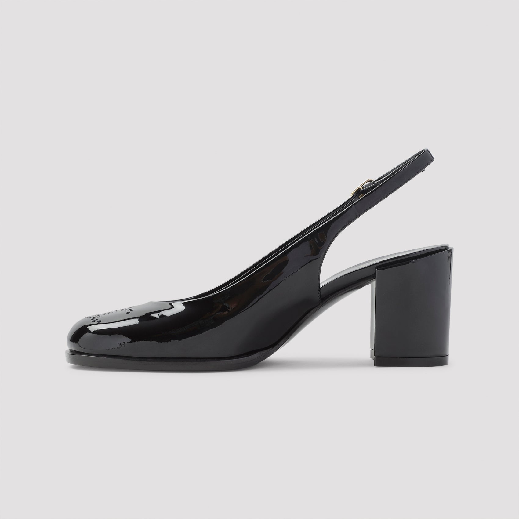 Black Calf Leather Slingbacks
