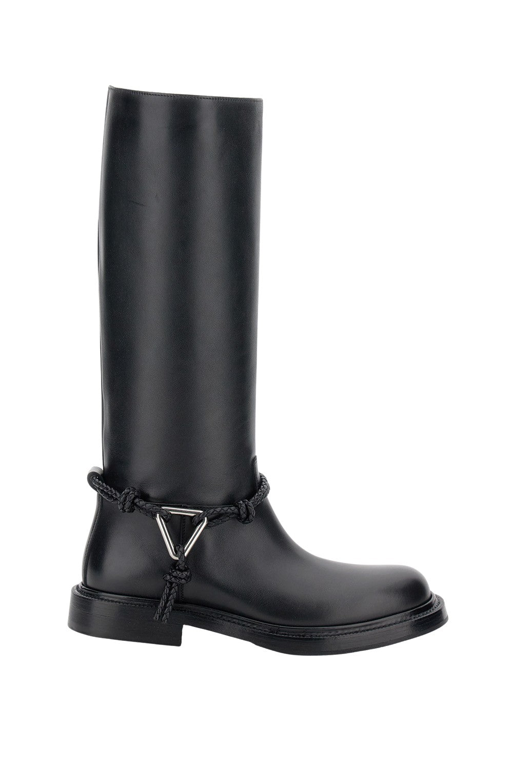 Mid-High Full-Grain Leather Boot With Braided Strap