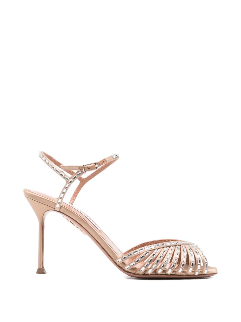 Strappy Sandals With Metallic Studs And Mid-Height Heel