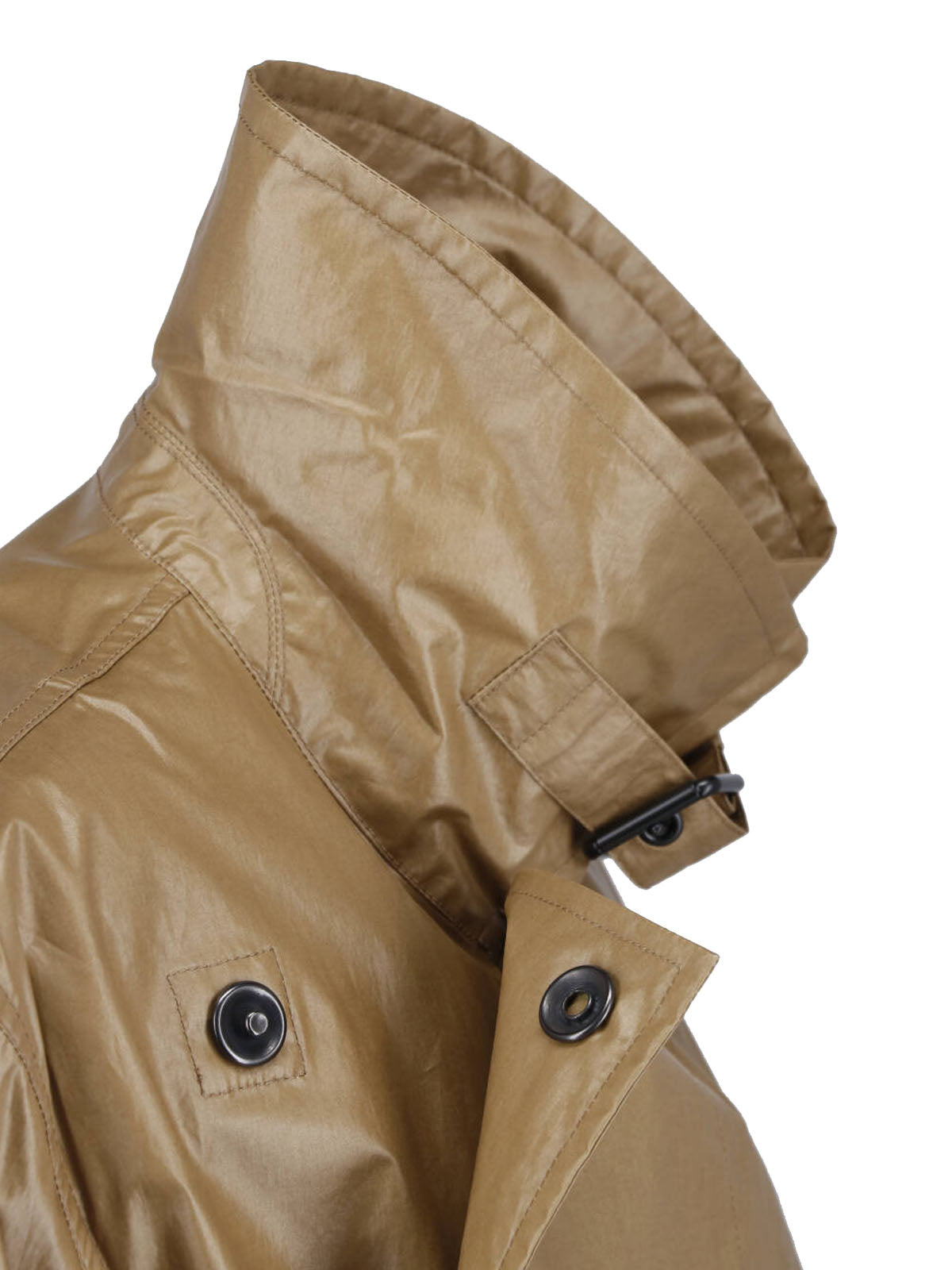 Khaki Coated Cotton Short Belted Coat