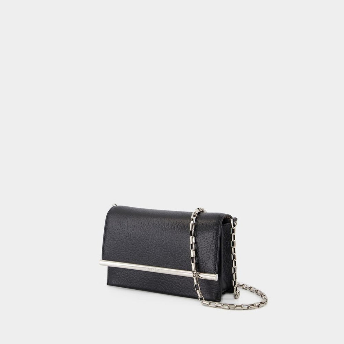 Mini Cross Bar Purse - Leather - Black/Silver