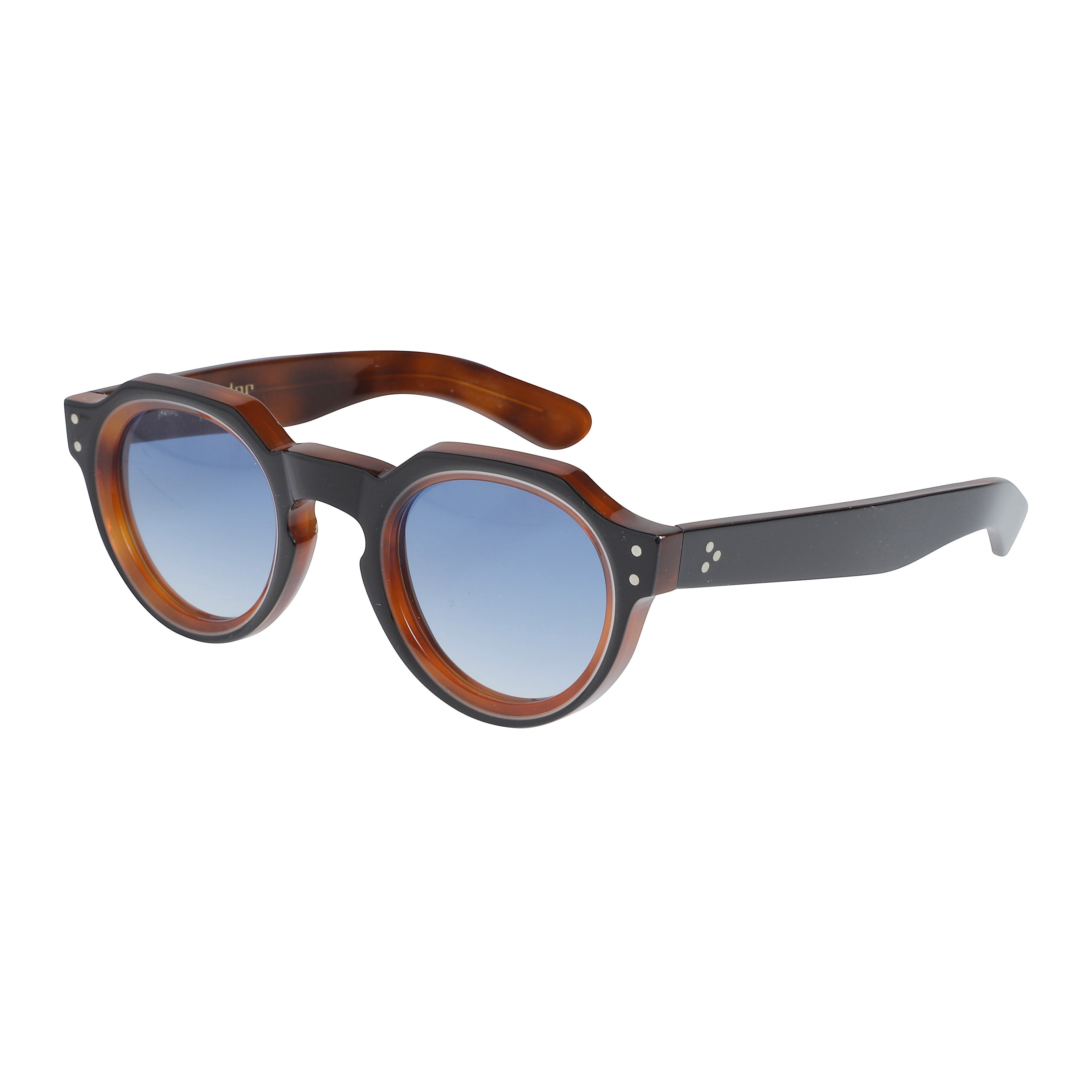 Spike Double-Layered Round Frame Sunglasses with Gradient Lenses