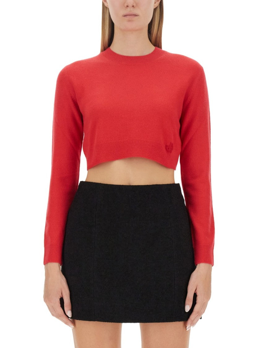 Cropped Red Shirt In Merino Wool