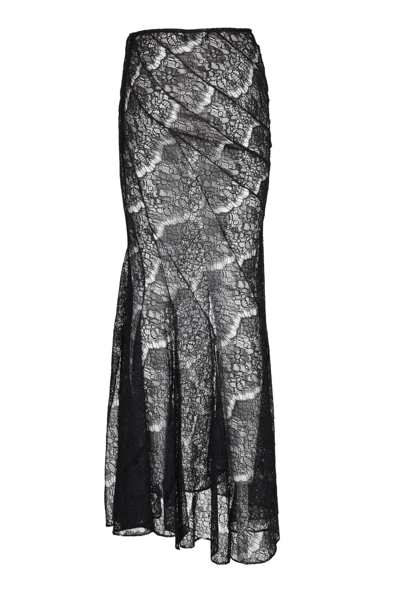 Black Lace Mermaid Skirt -