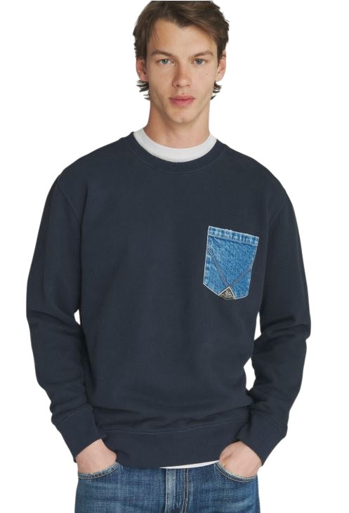 Solid Color Brushed Cotton Crewneck Sweatshirt.