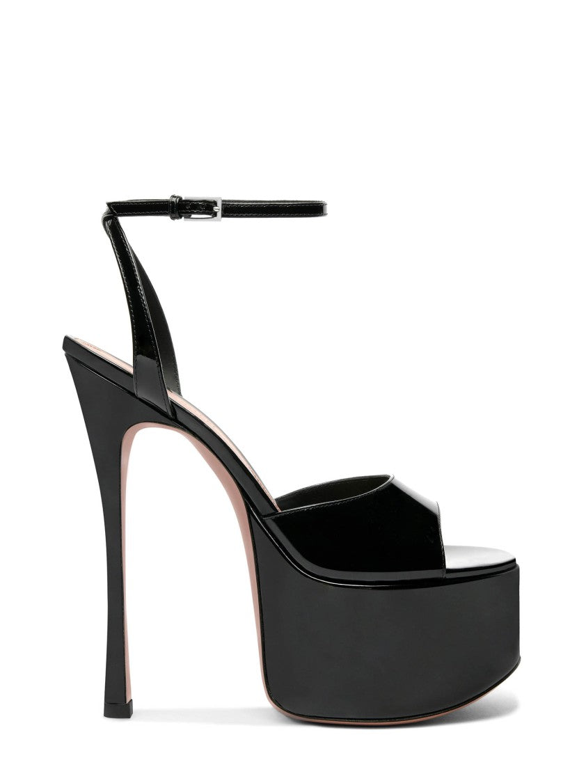 Patent Leather Platform Sandals With Stiletto Heel