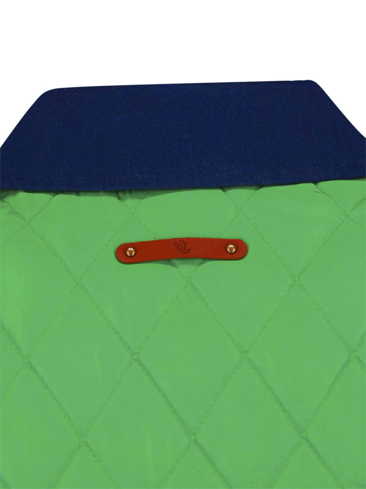 Green Quilted Cropped Contrast Collar Jacket