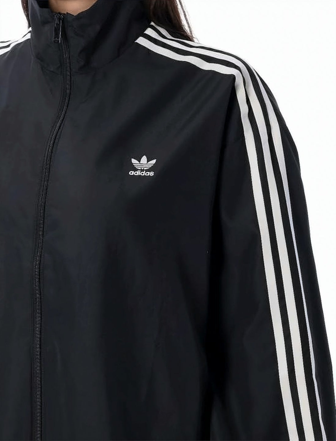 Oversized Track Top with High Collar