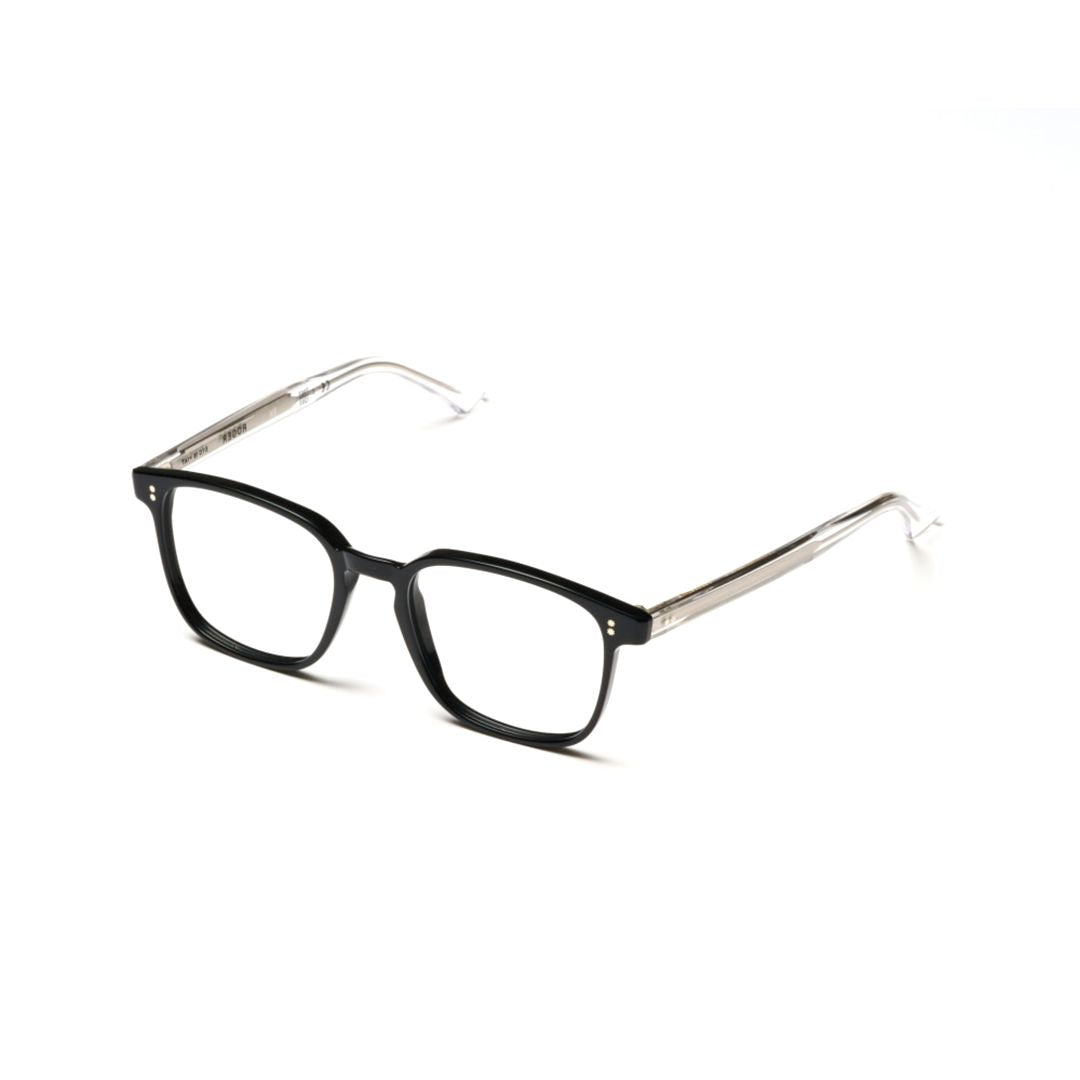 Roger-51 Classic Rectangular Frame Eyeglasses with Transparent Temples