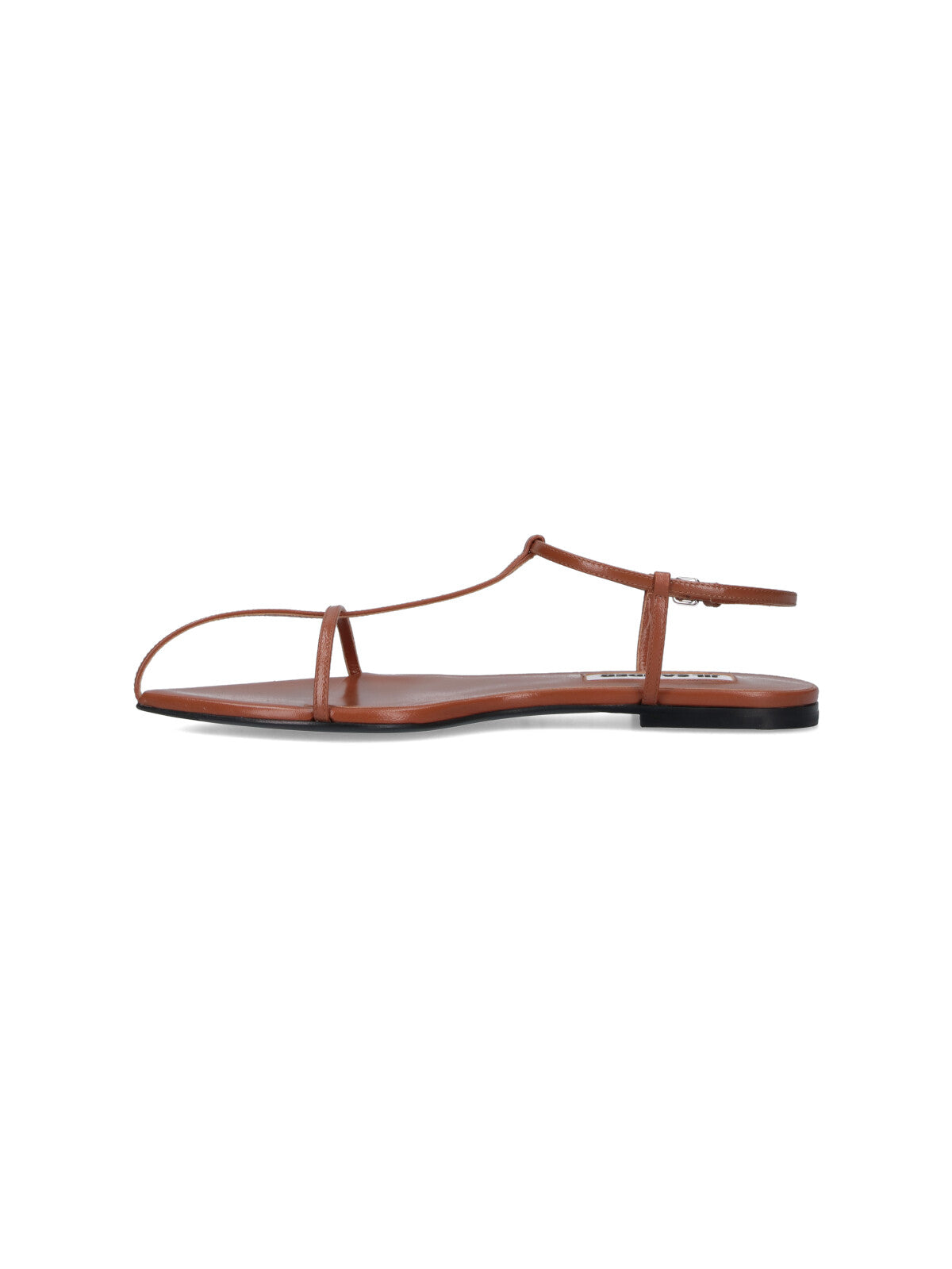 Leather Sandals, Brown, Round Open Toe